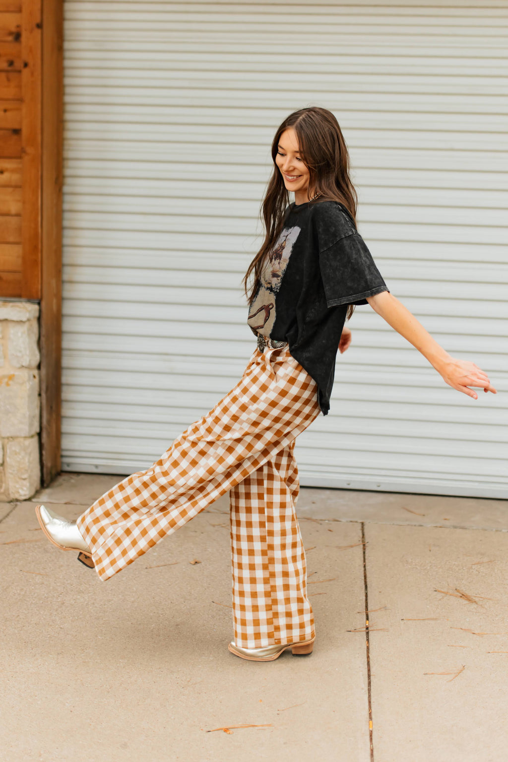 BROWN GINGHAM  PANT