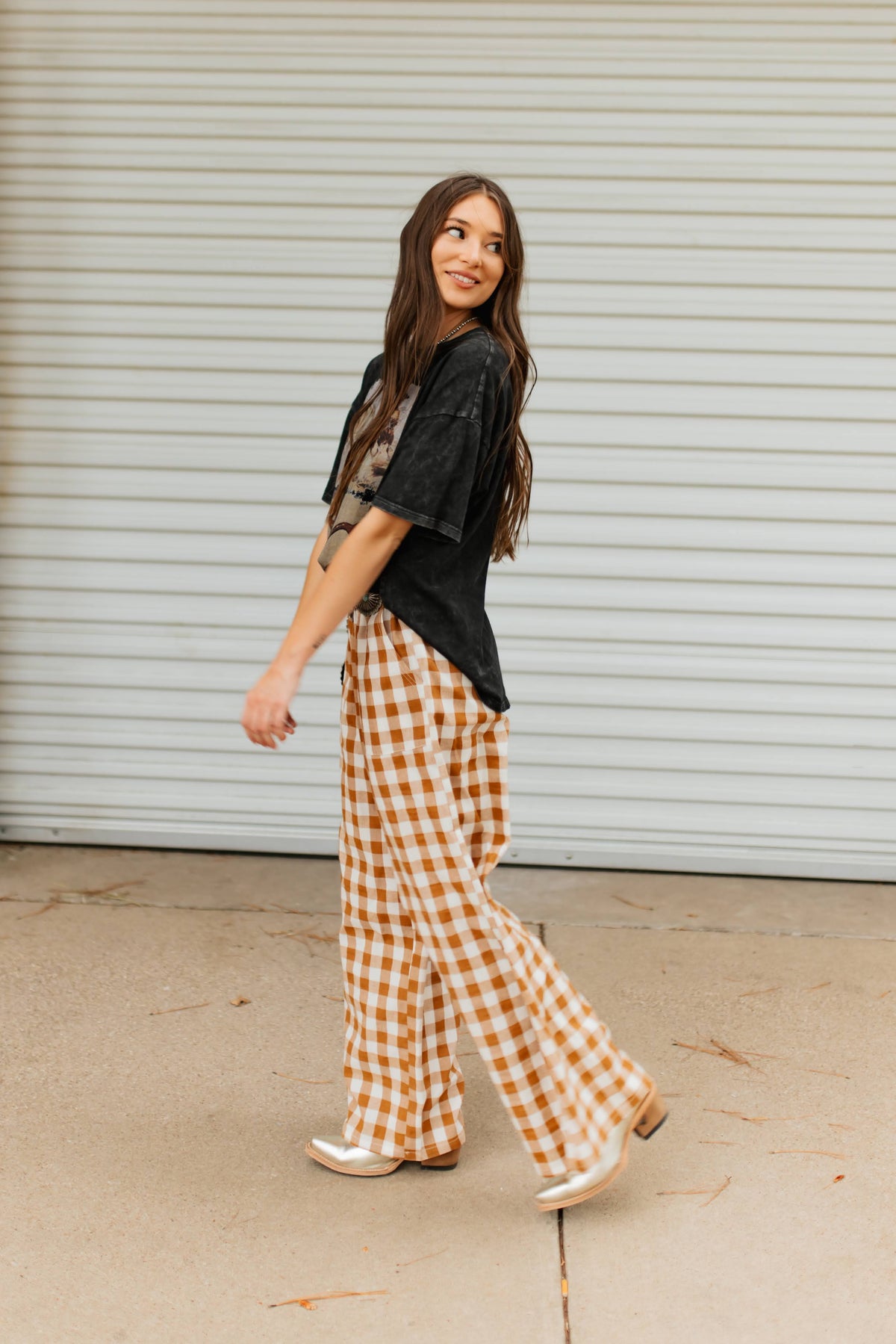 BROWN GINGHAM  PANT