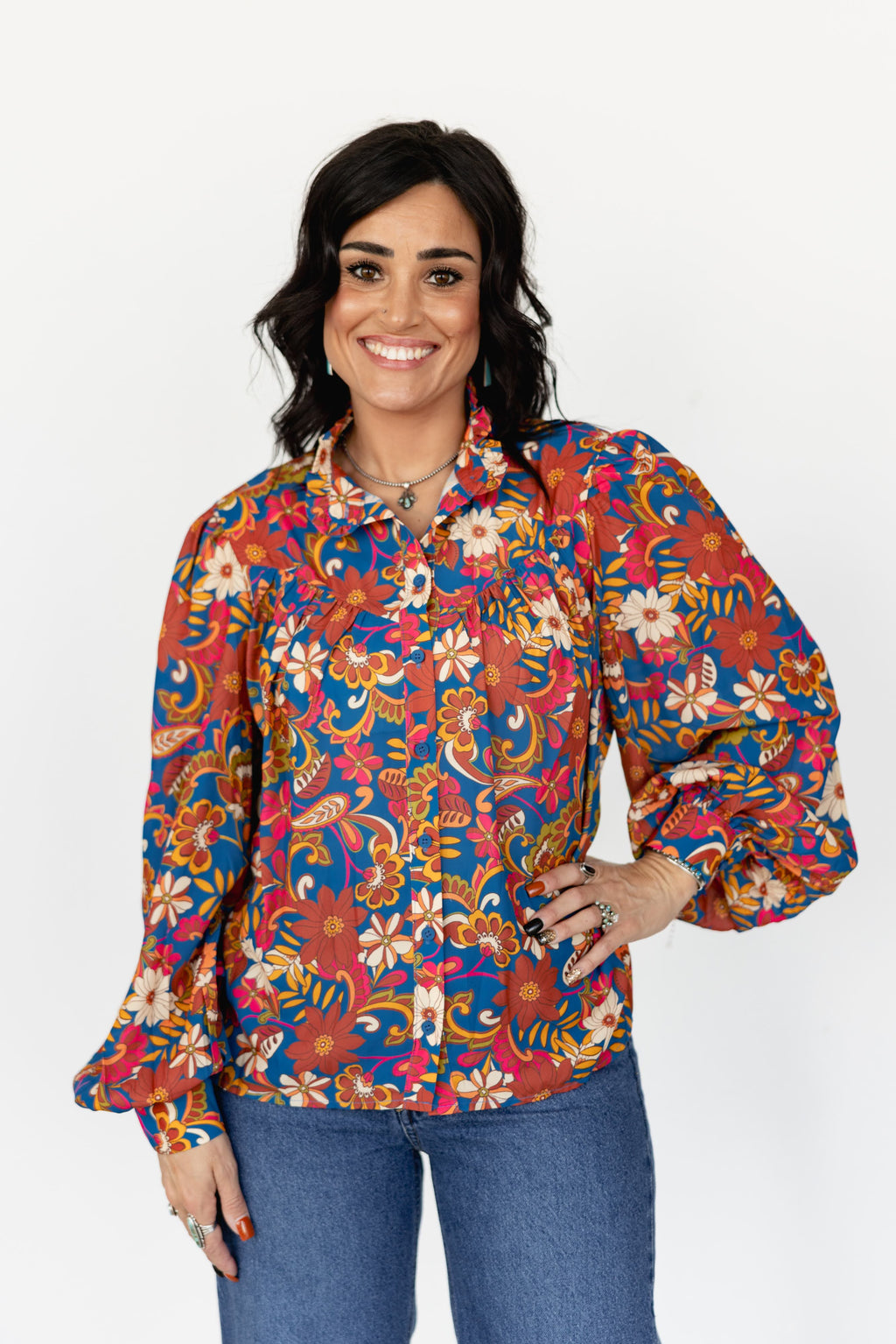 BOHO BLOOM BUTTON DOWN