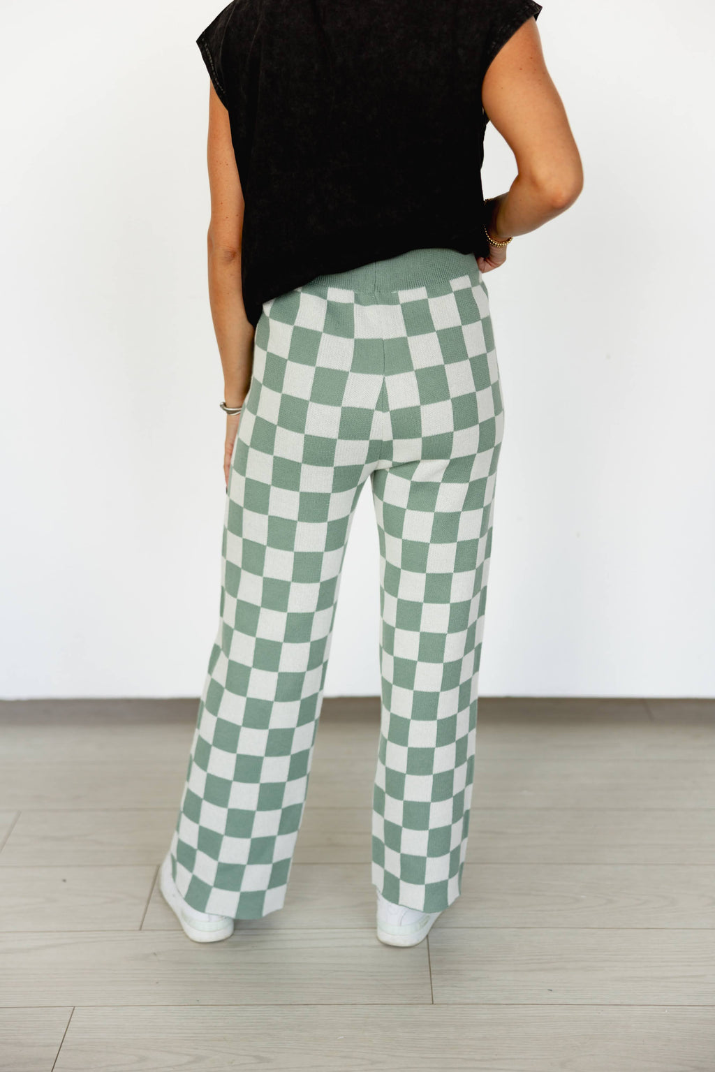SAGE CHECK KNIT PANTS