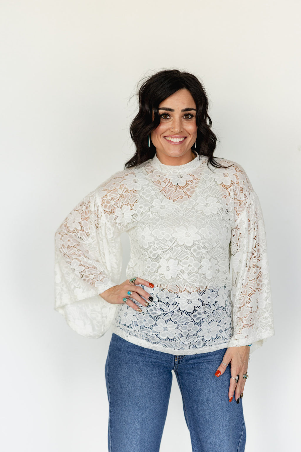 IVORY BOHO BELL LACE TOP