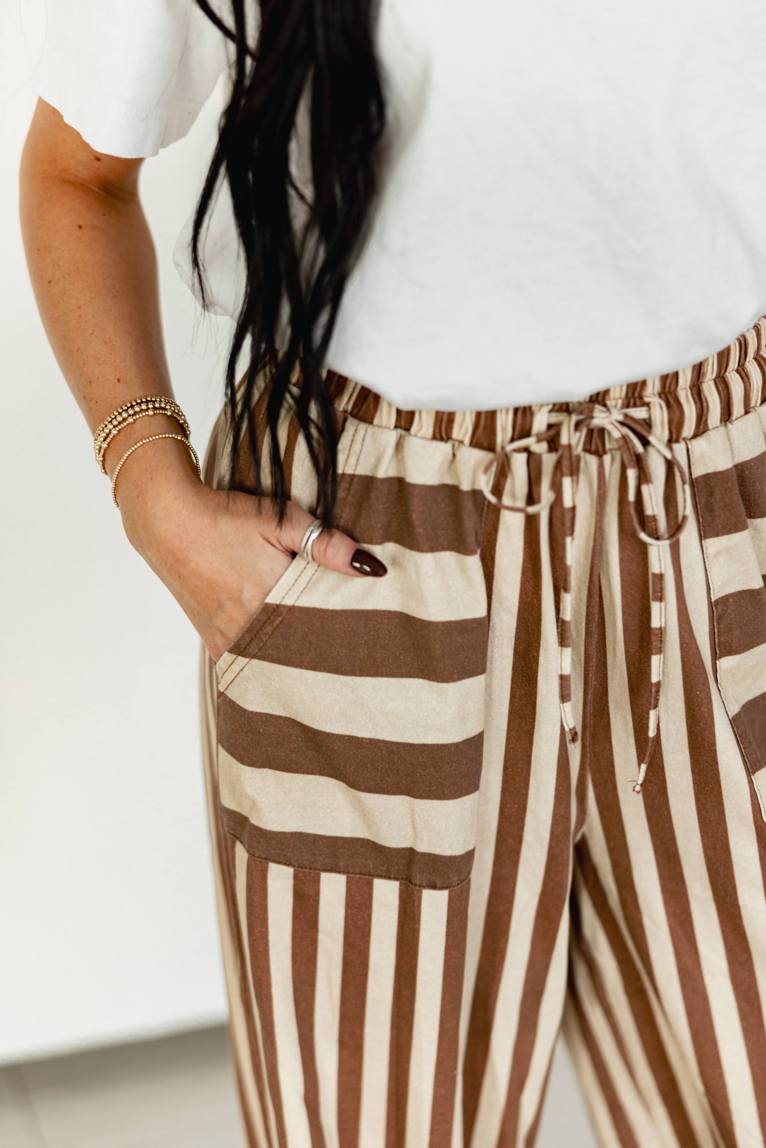 Brown Tan Stripe Pant