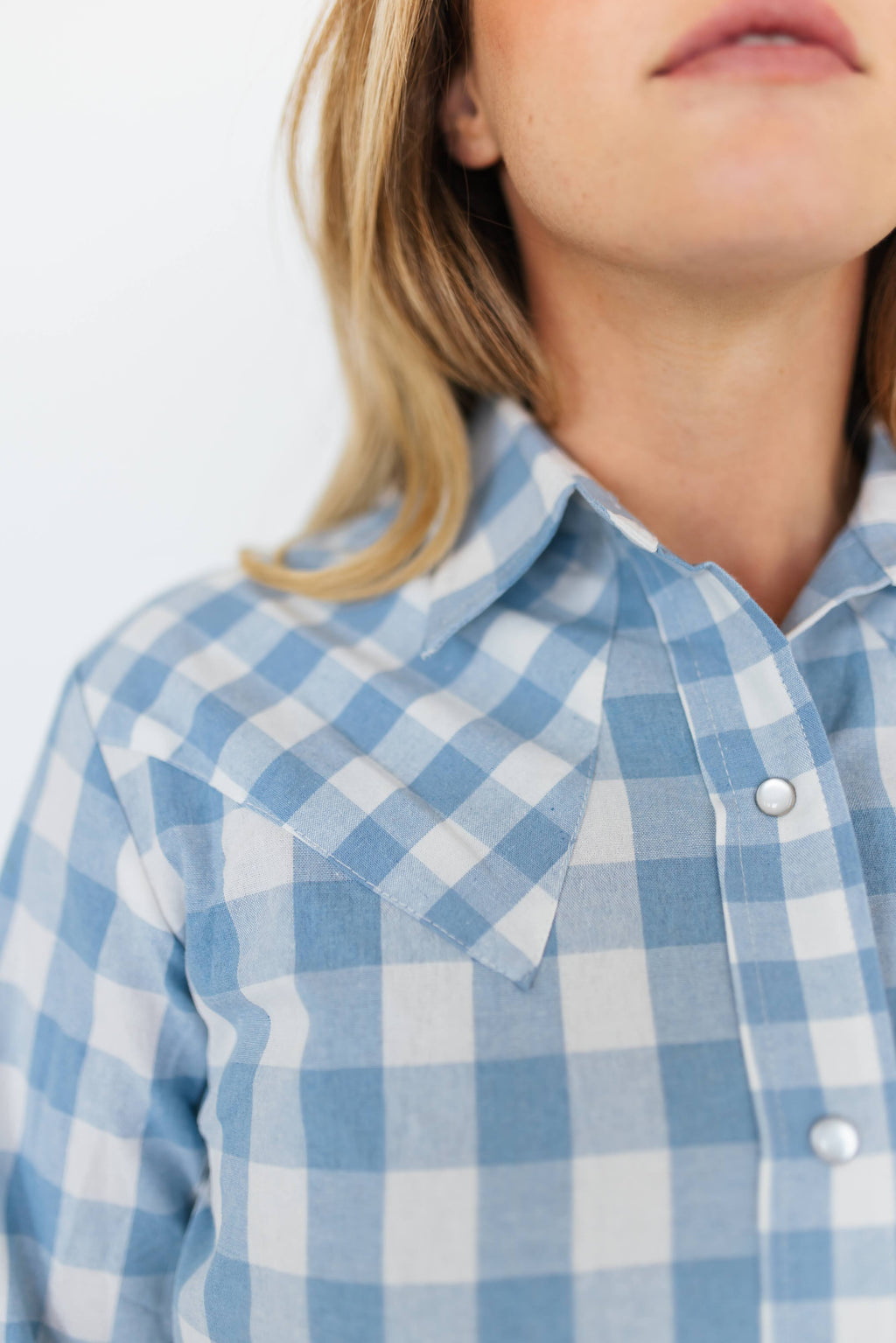 Blue Mixed Gingham Top