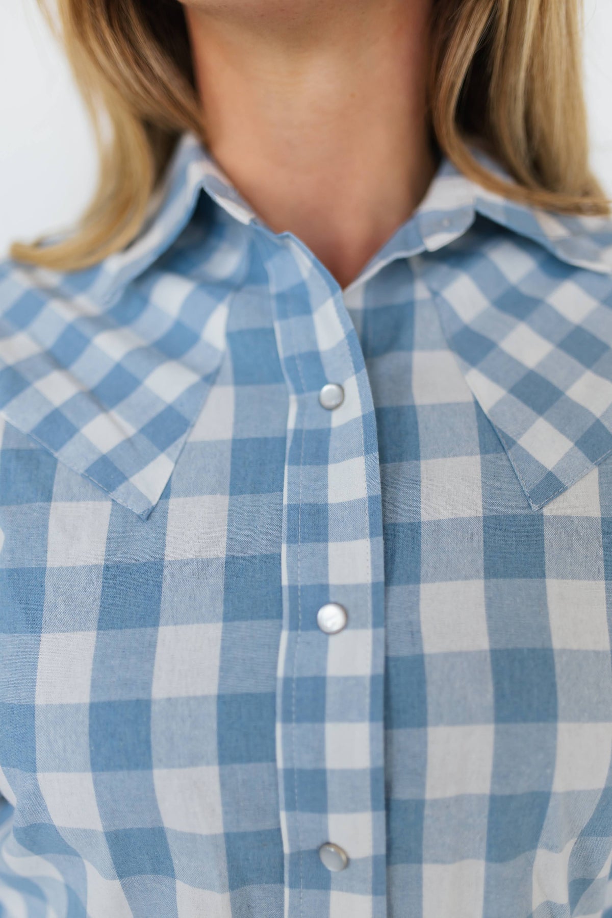 Blue Mixed Gingham Top