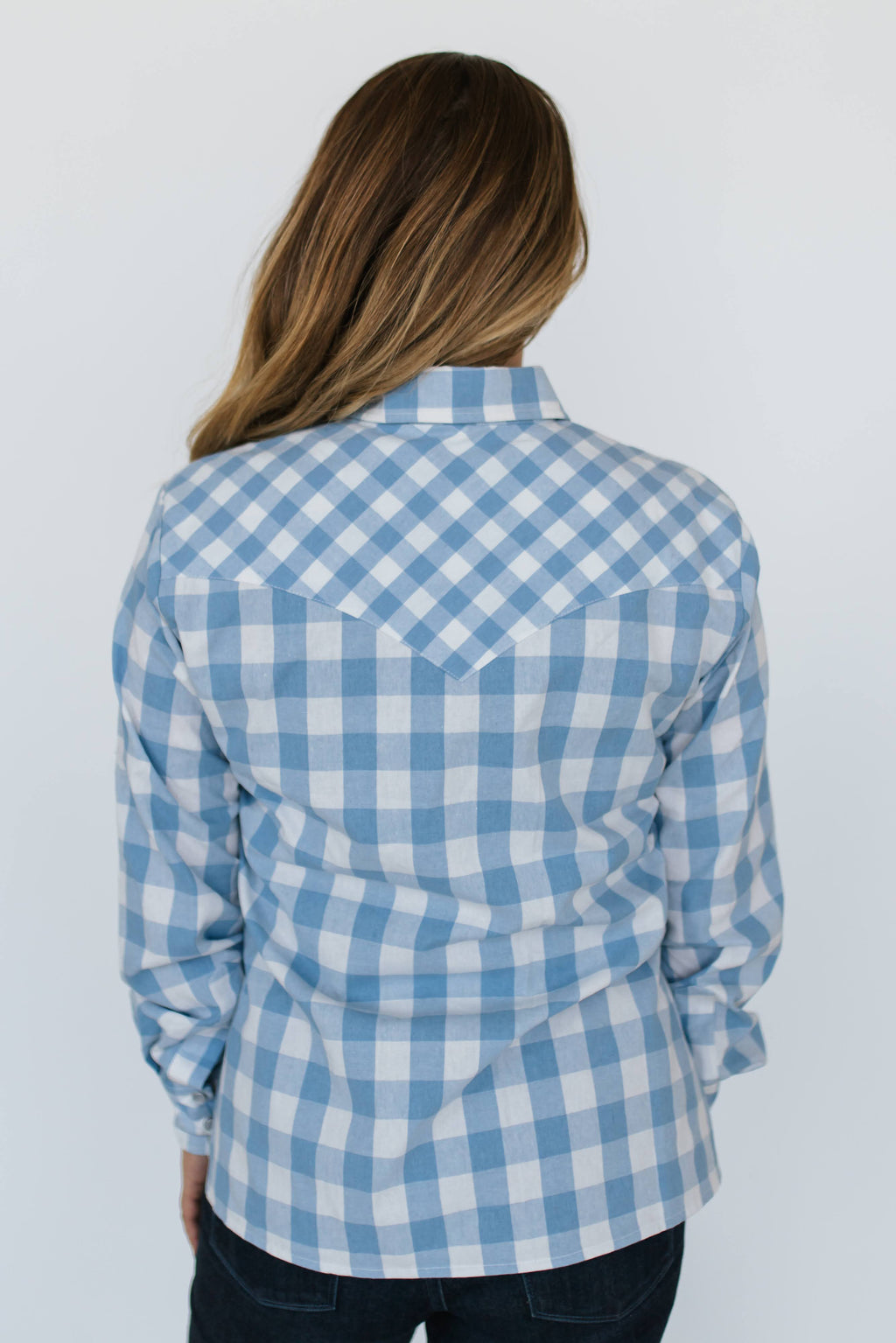 Blue Mixed Gingham Top