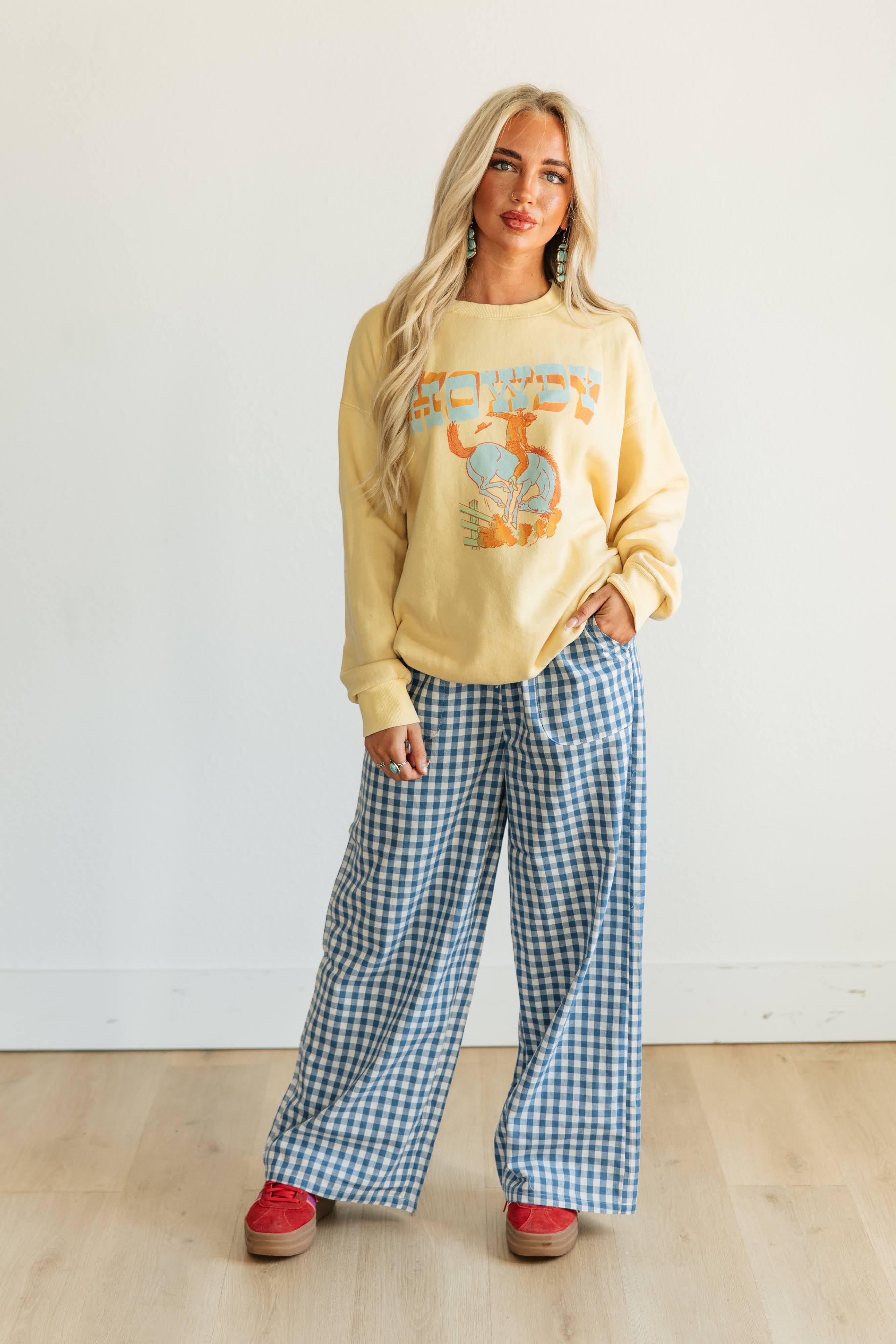 Blue Gingham Pant