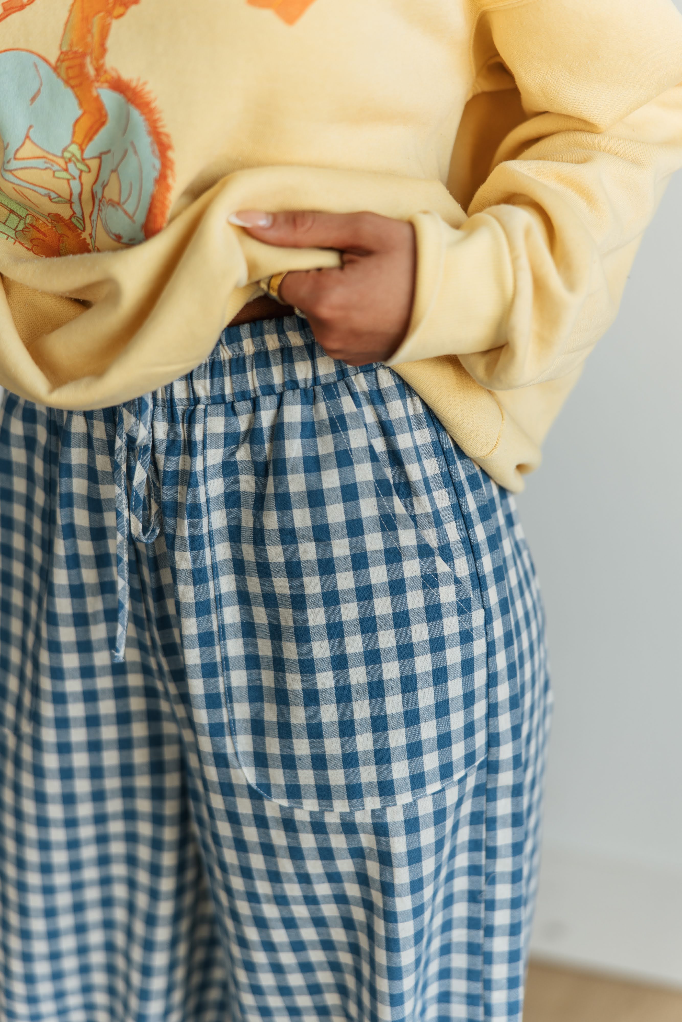 Blue Gingham Pant