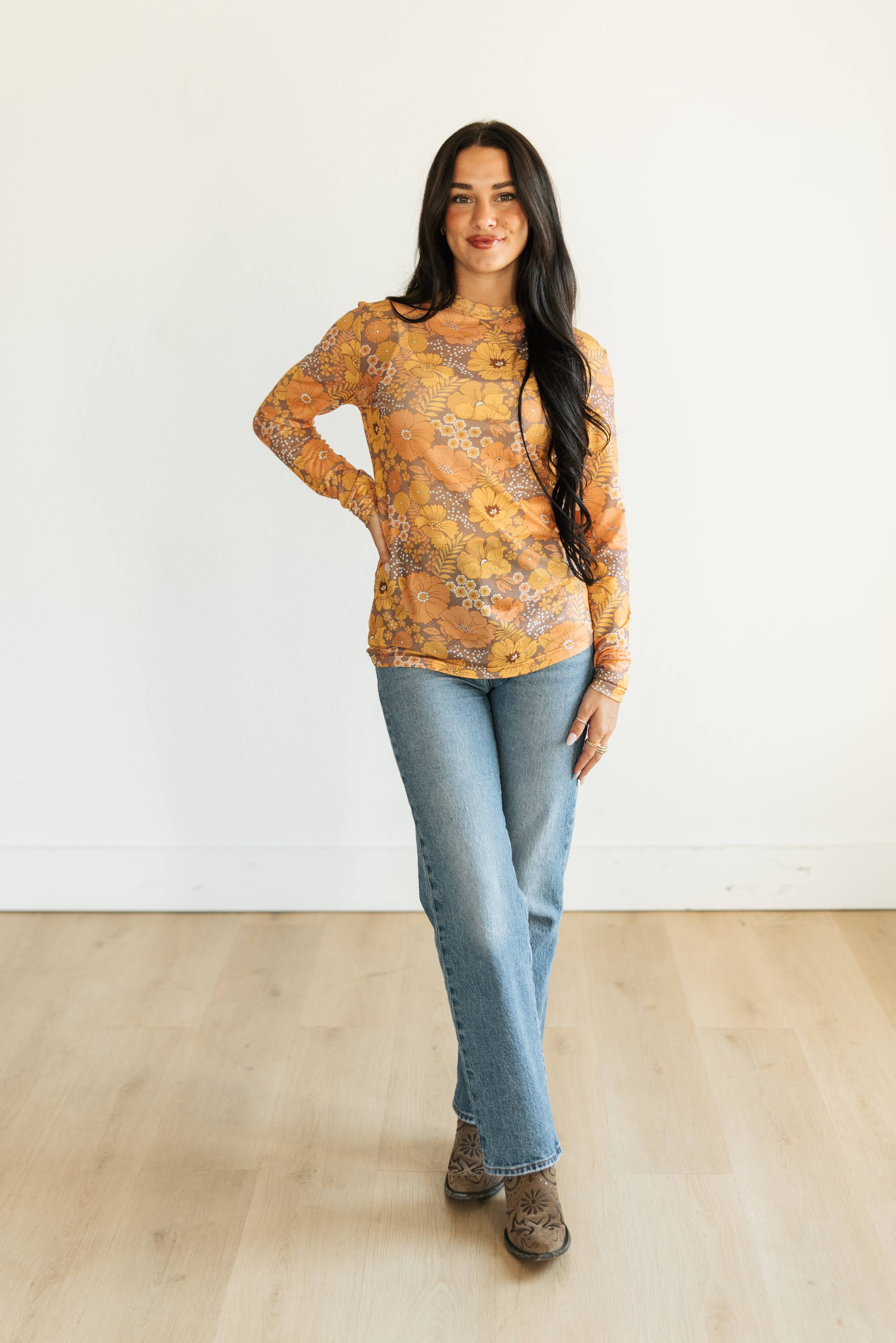 VINTAGE FLORAL MESH TOP