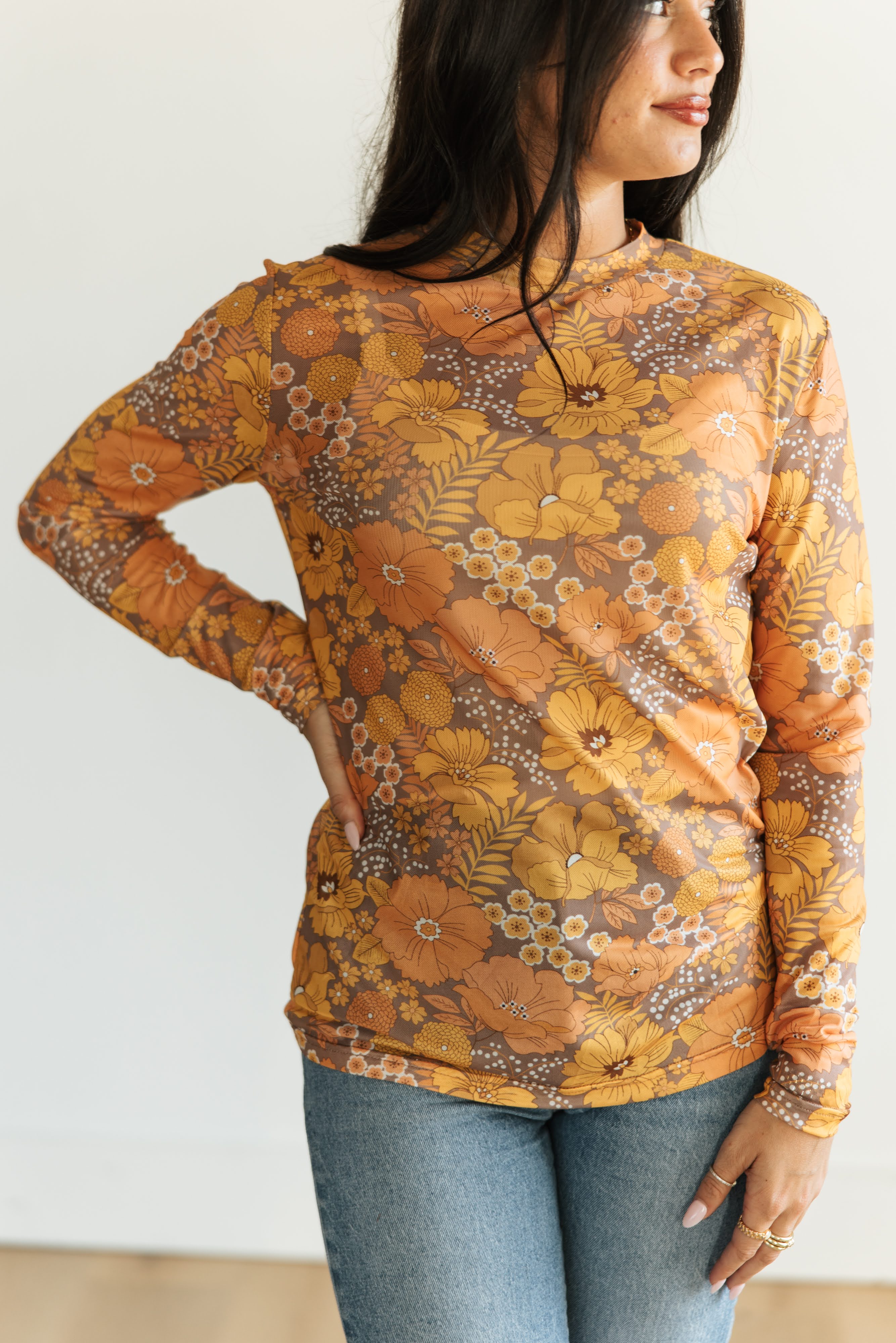 VINTAGE FLORAL MESH TOP