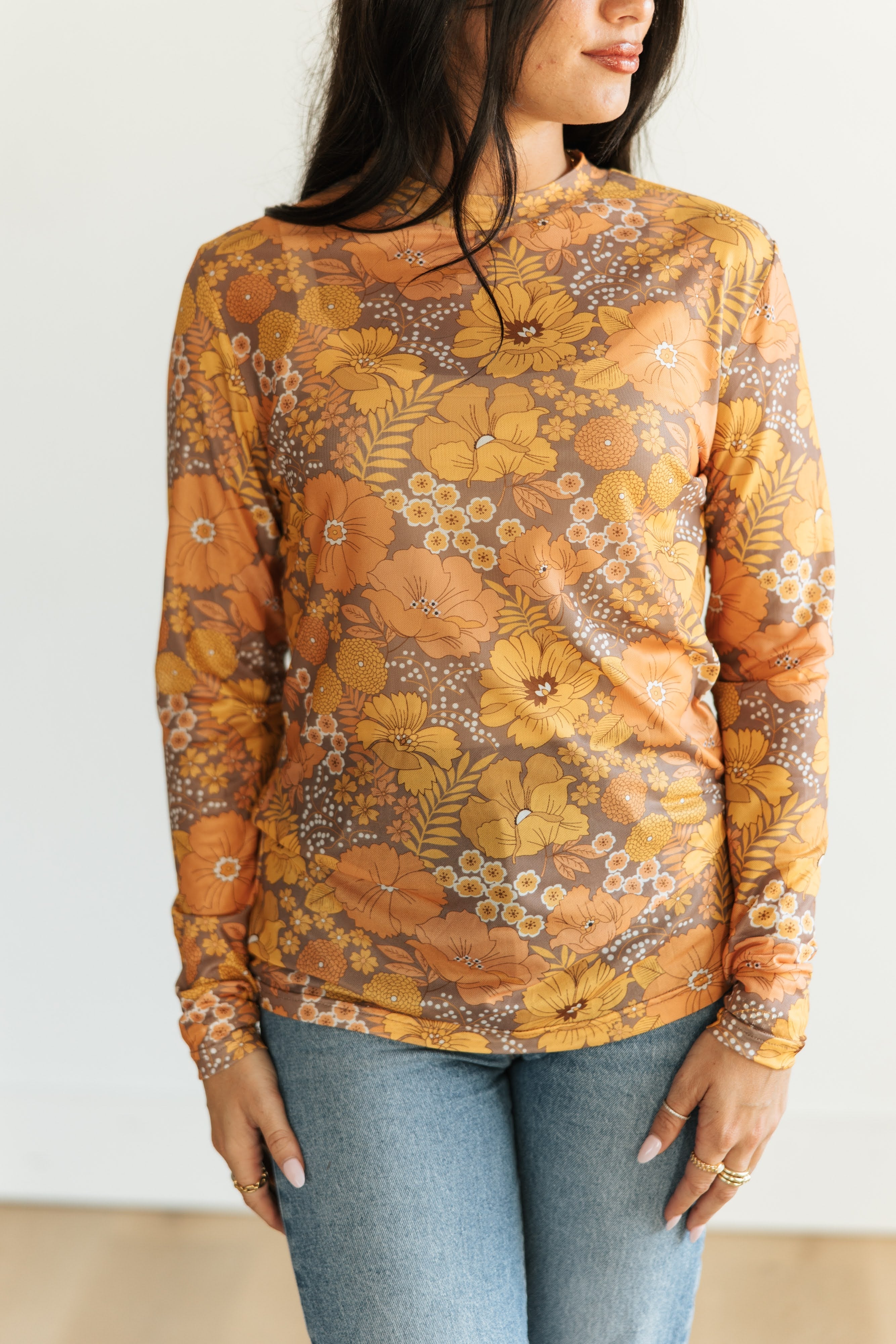 VINTAGE FLORAL MESH TOP