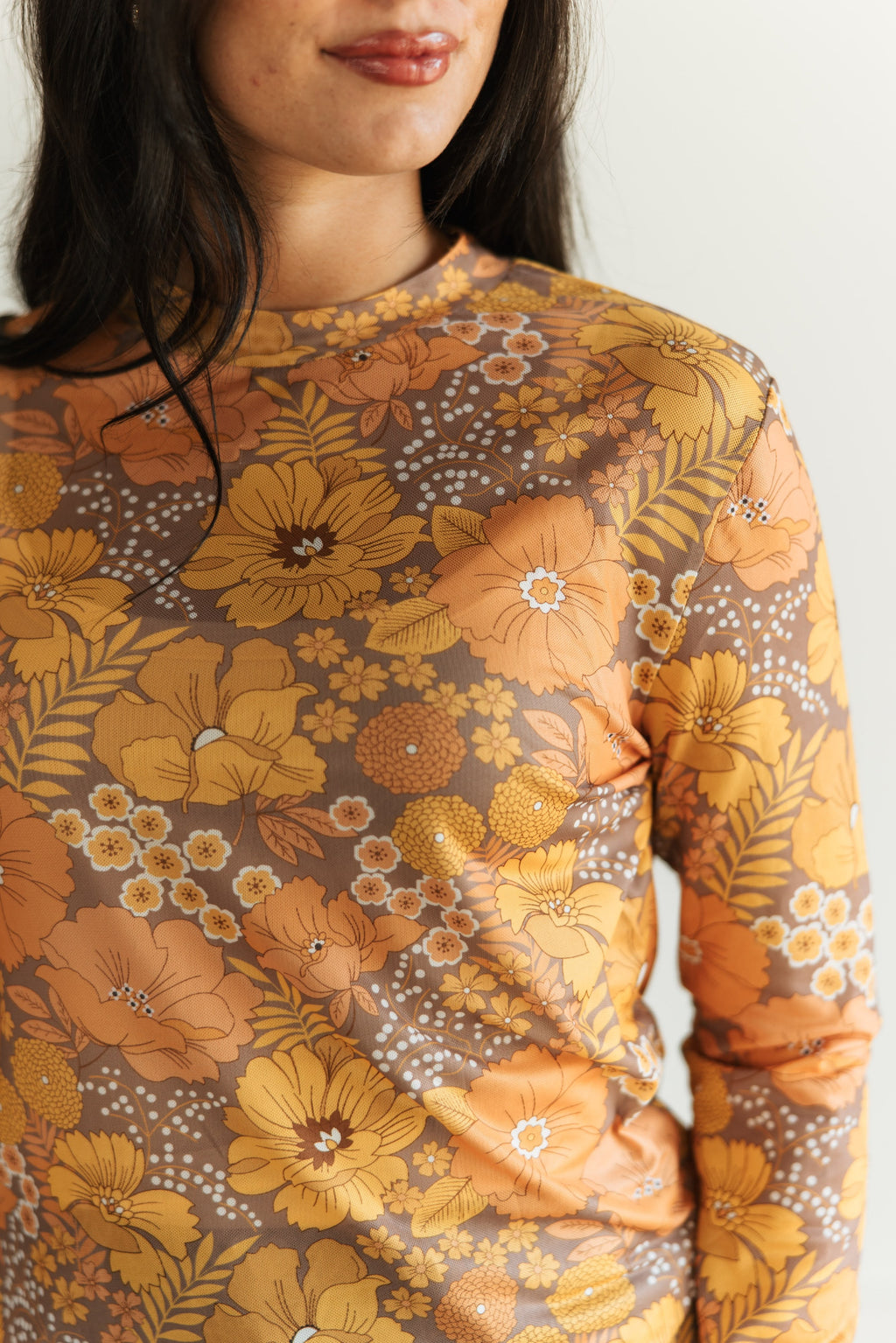 VINTAGE FLORAL MESH TOP