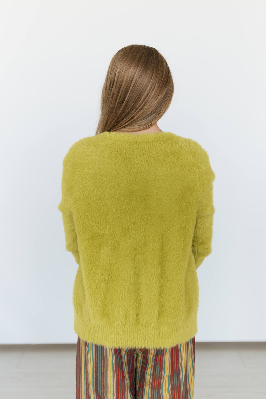 LIME LIGHT FUZZY CARDI