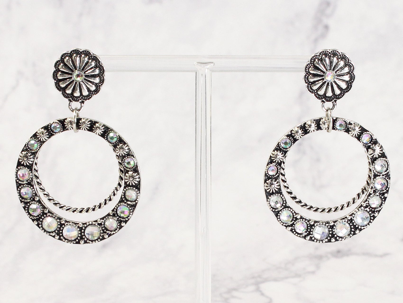 Western Twisted Hoop Dangle Earrings