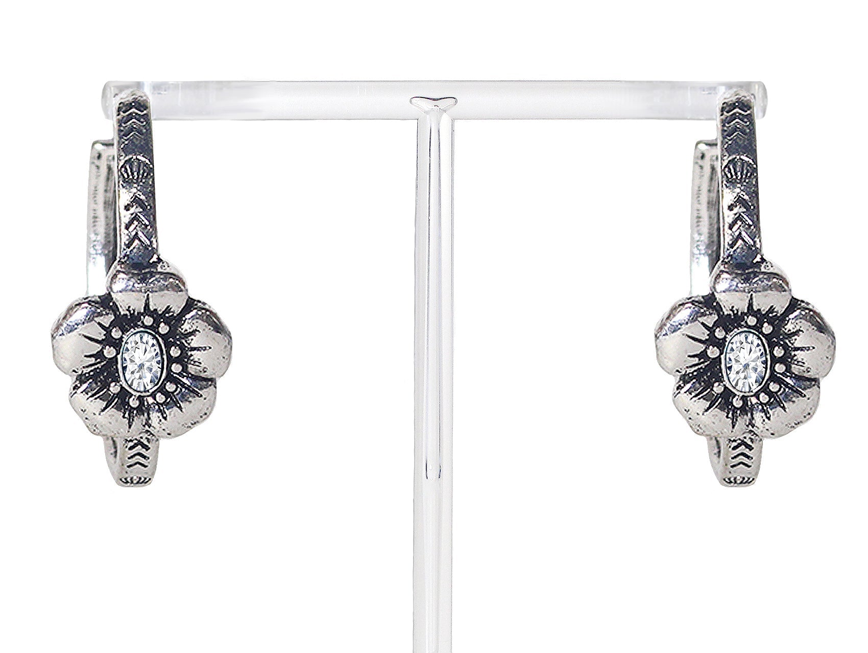 Flower Textured Hoop Earrings