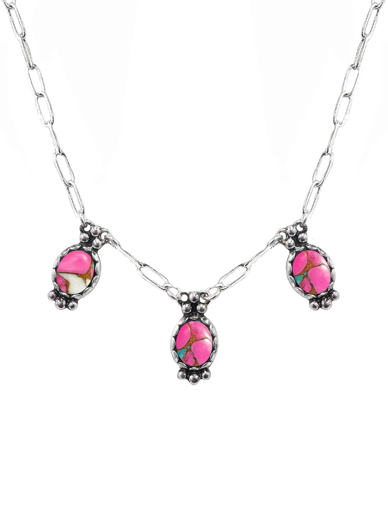 Pink Cluster Paperclip Chain Necklace