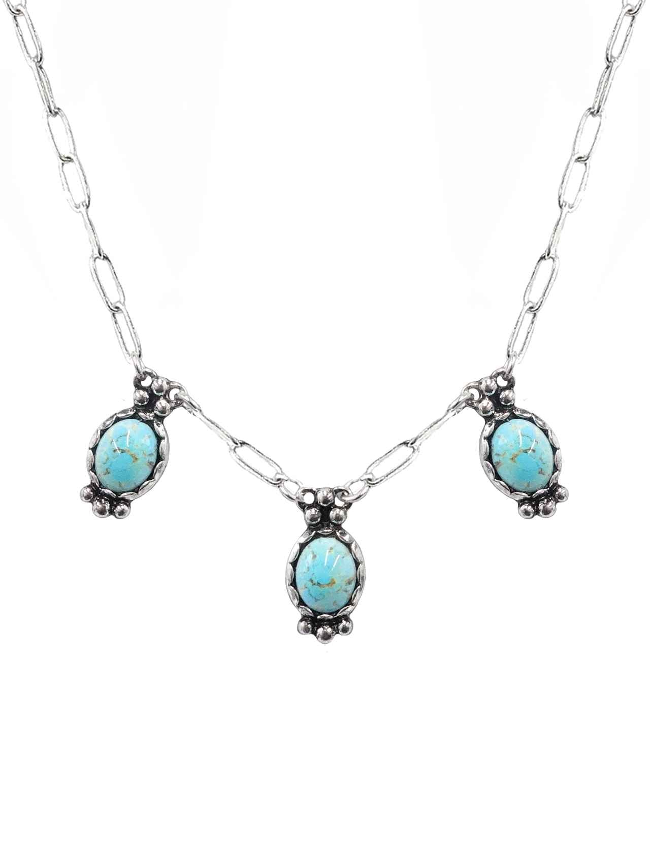 Turquoise Cluster Paperclip Chain Necklace