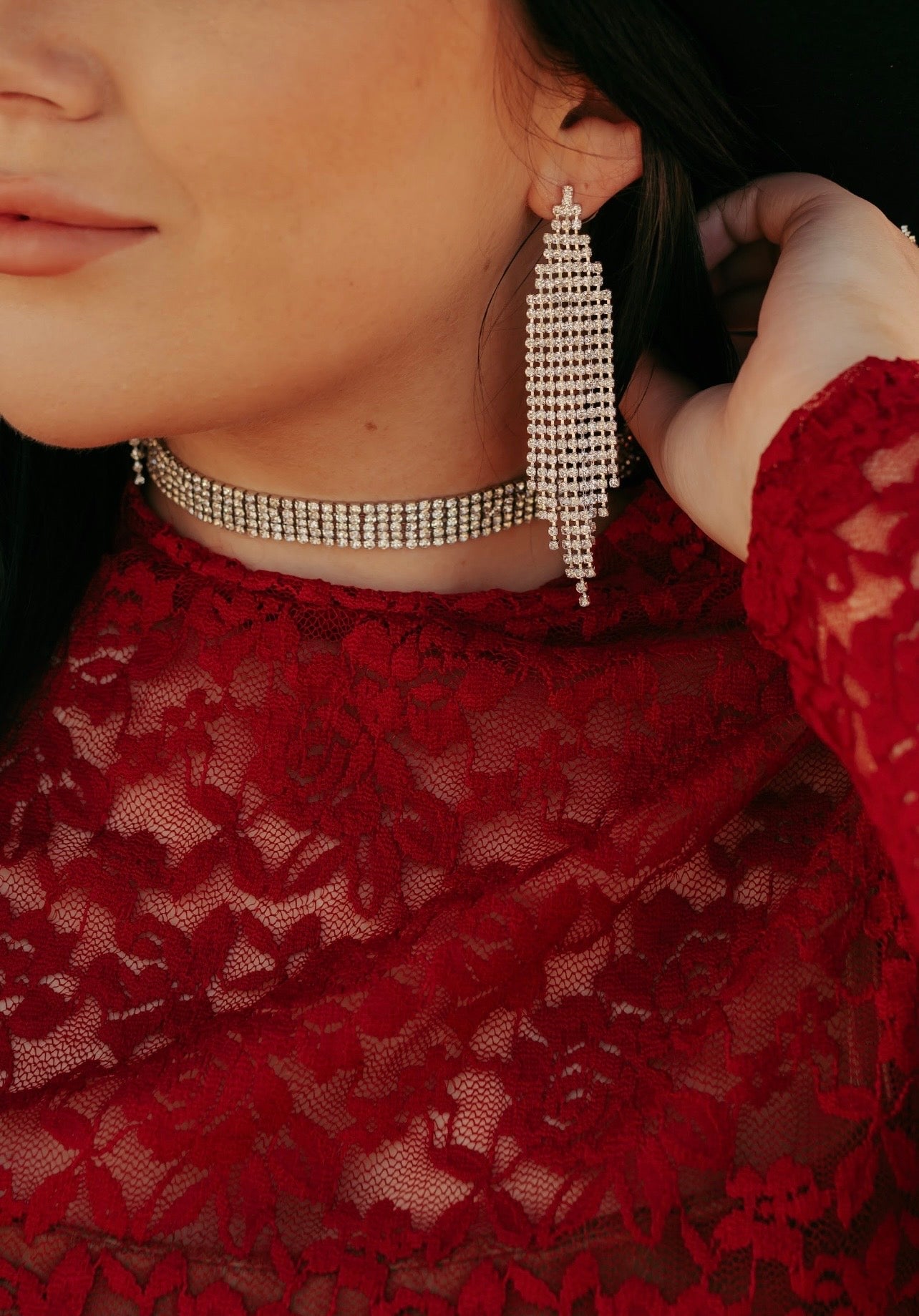 31054 C39 5 ROW RHINESTONE CHOKER