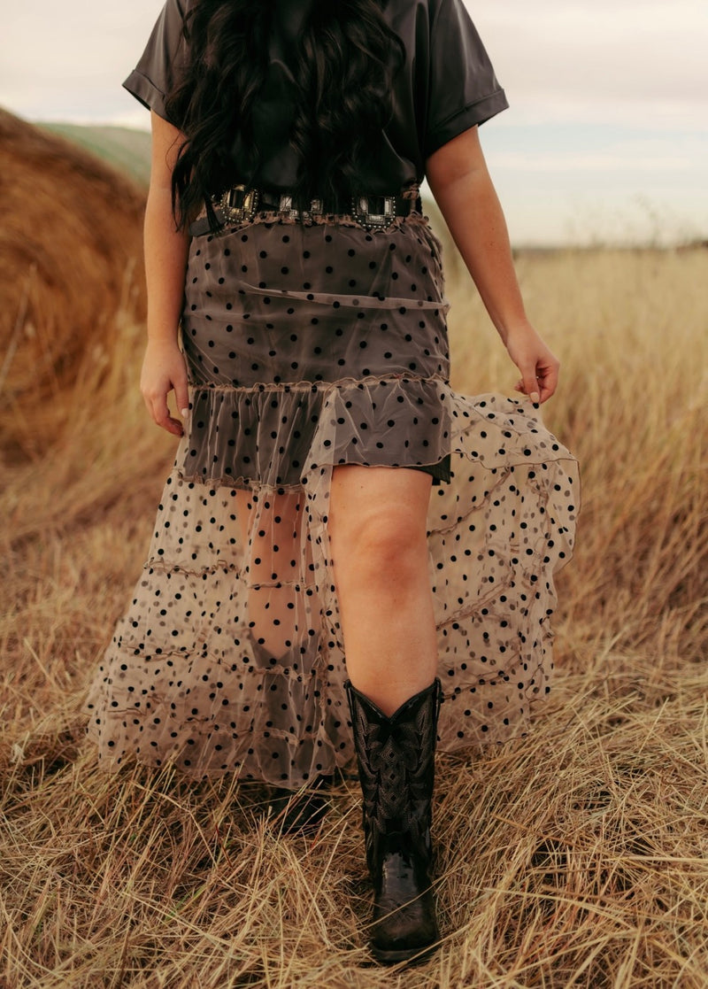 1400 TAUPE TULLE SKIRT