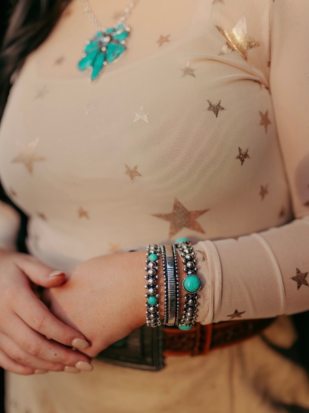 0722 H88 3 SET WESTERN TURQUOISE BRACELET SET