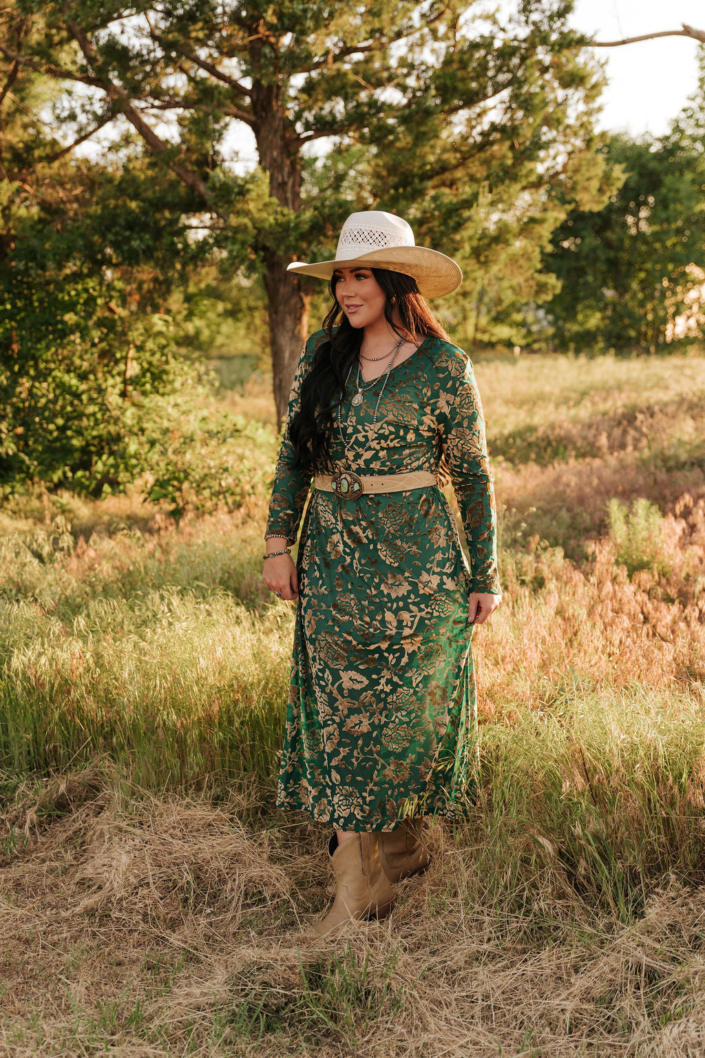 TURQUOISE  VELVET BURNOUT DRESS