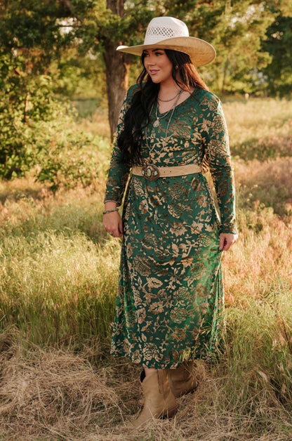 TURQ VELVET BURNOUT DRESS  S211