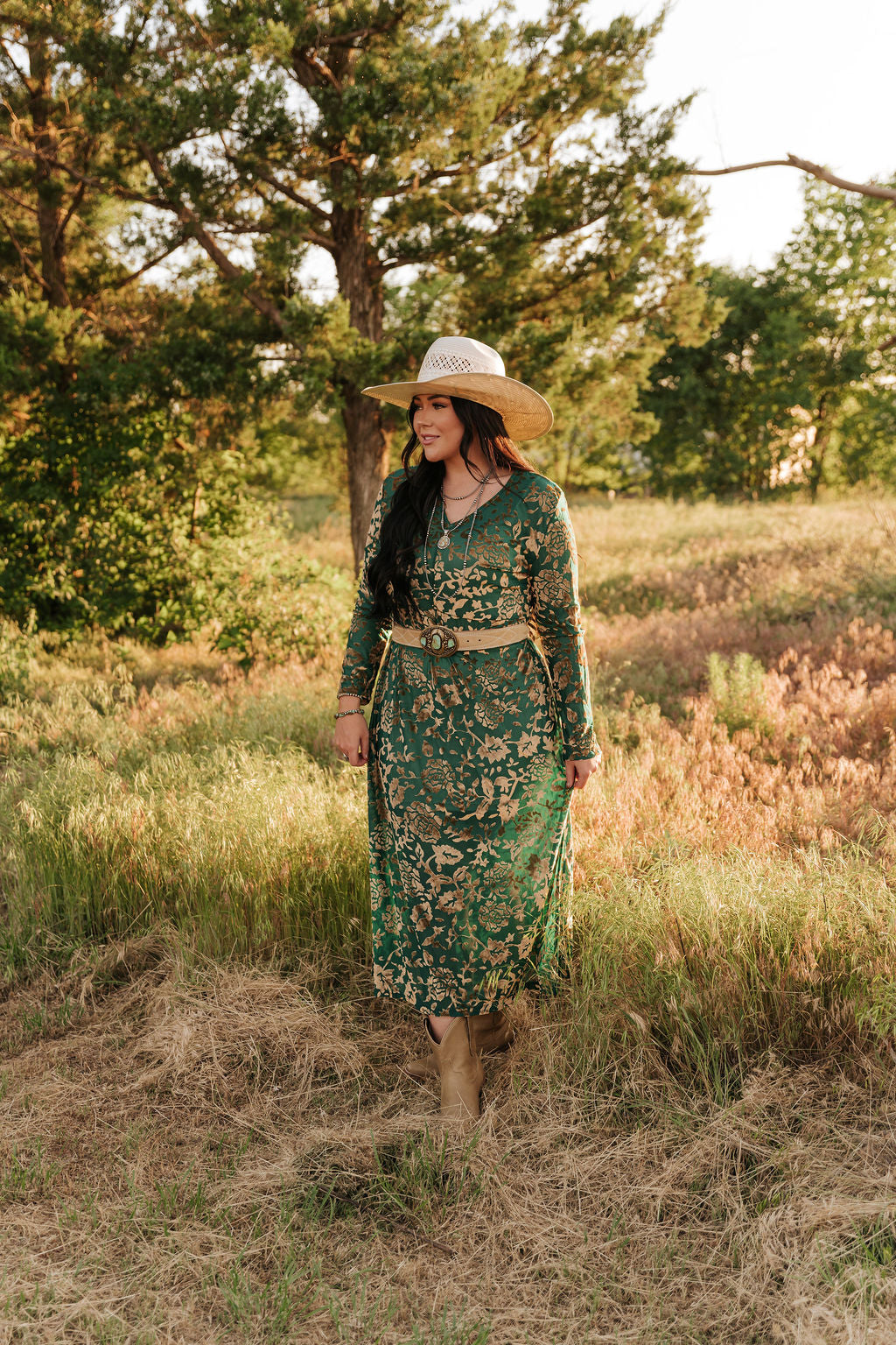 TURQUOISE VELVET BURNOUT DRESS