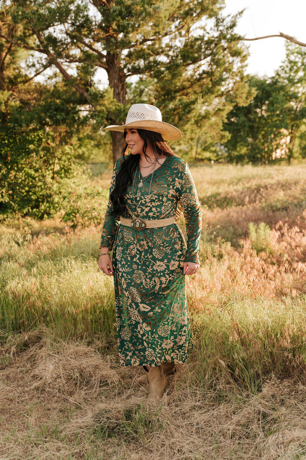 TURQUOISE  VELVET BURNOUT DRESS