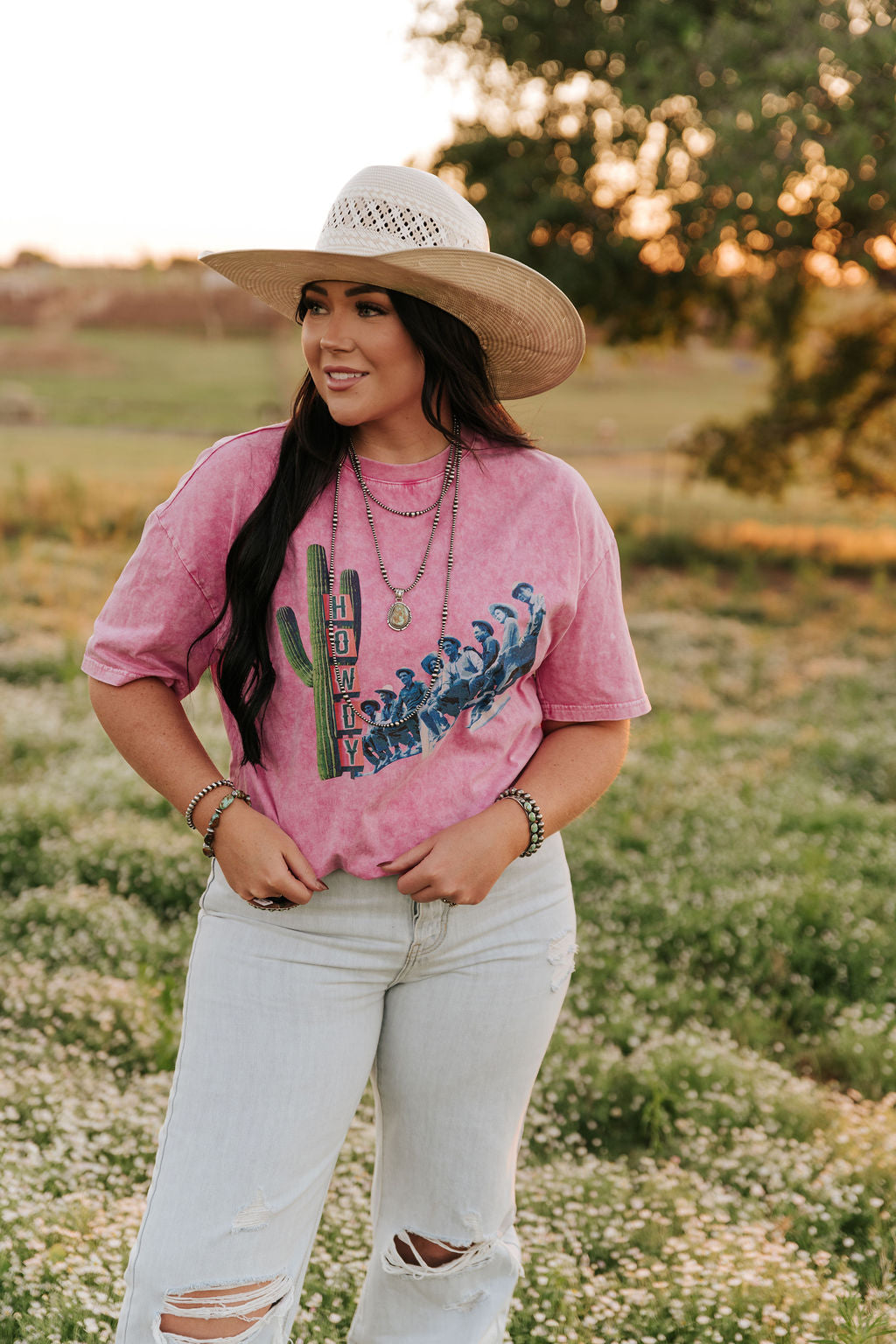 Pink Howdy Fenceline Tee