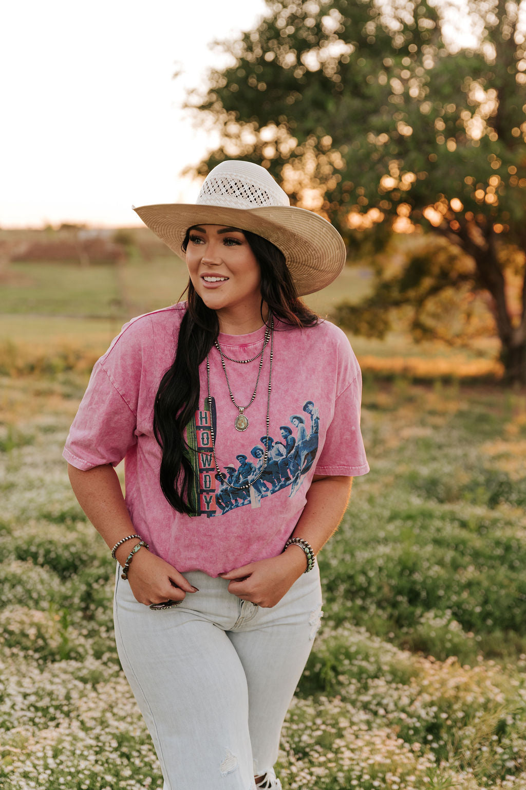 Pink Howdy Fenceline Tee