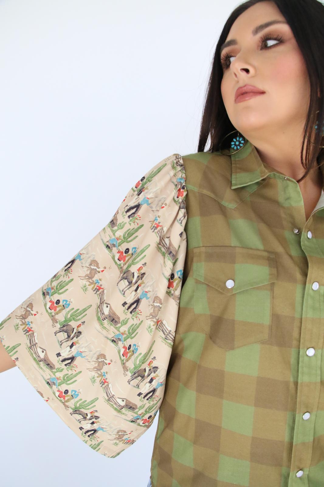 TH102 S207 MIXED GREEN GINGHAM(1 Piece)