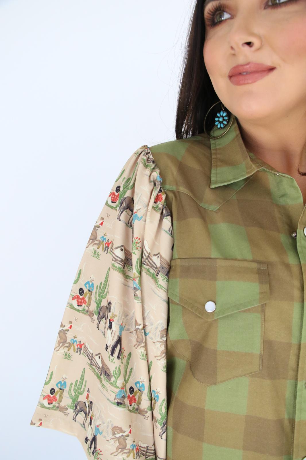 TH102 S207 MIXED GREEN GINGHAM(1 Piece)