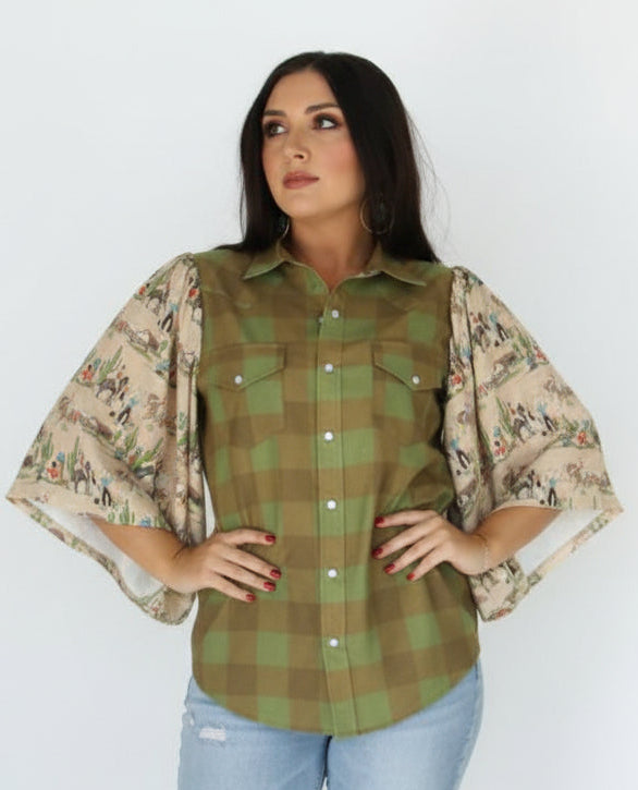 TH102 S207 MIXED GREEN GINGHAM(1 Piece)