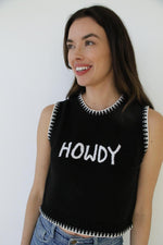 TH4215 WHITE BLACK HOWDY PULLOVER SWEATER