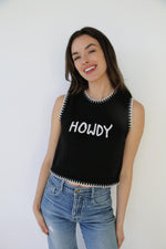 TH4215 WHITE BLACK HOWDY PULLOVER SWEATER
