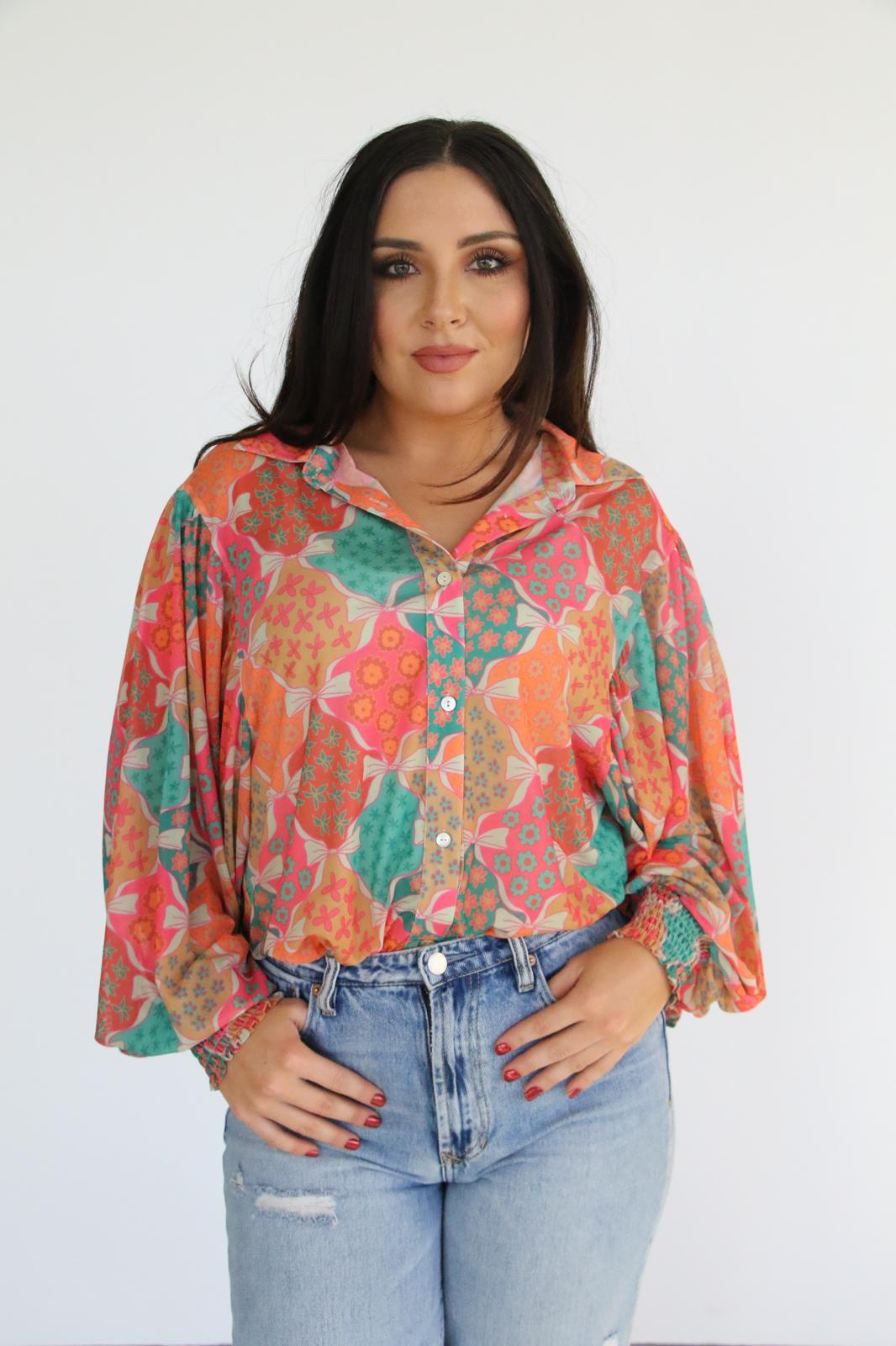 TH23 S141 BOW MESH TOP (1 Piece)