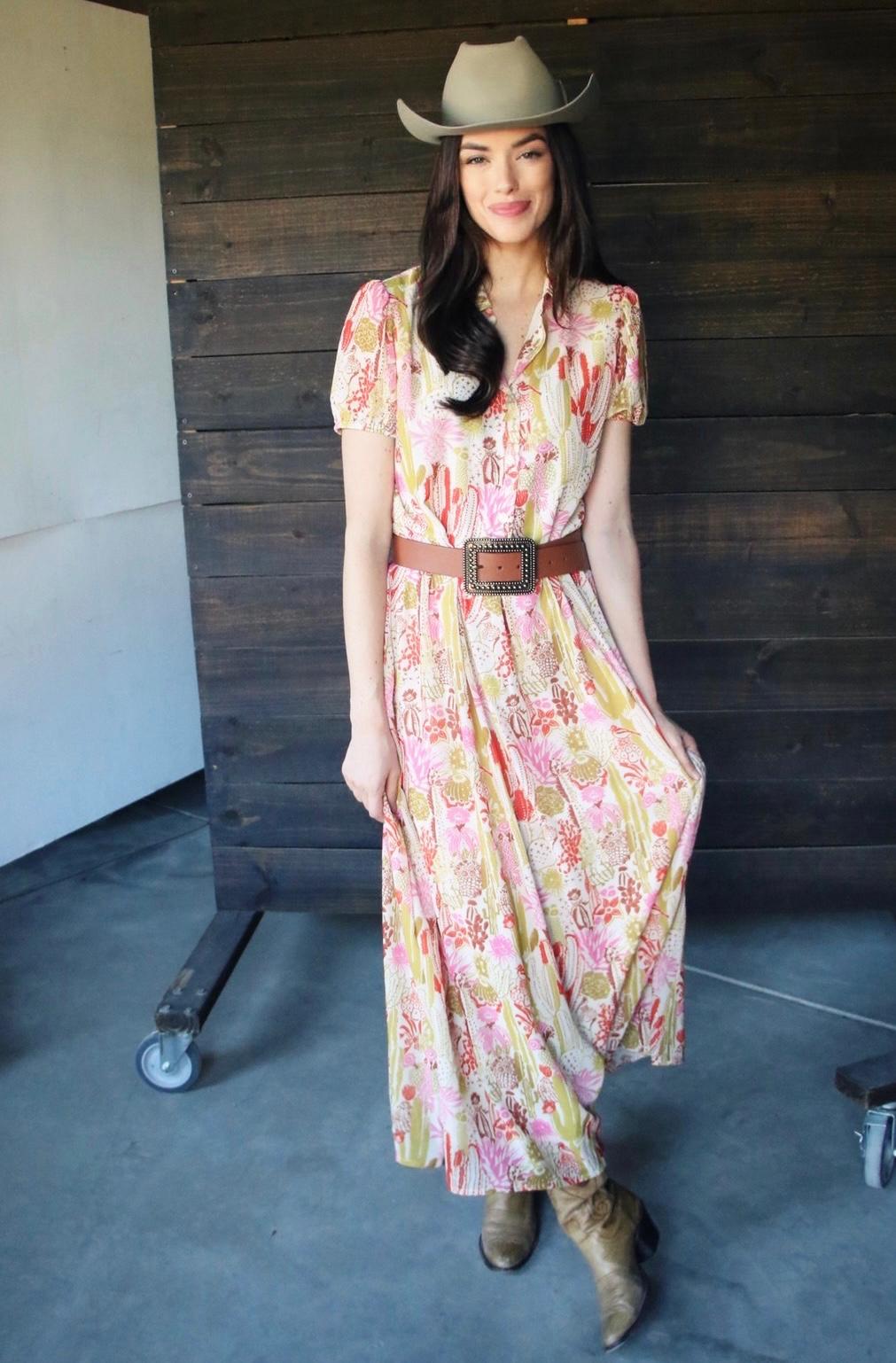 CACTI SHORT SLEEVE MAXI DRESS