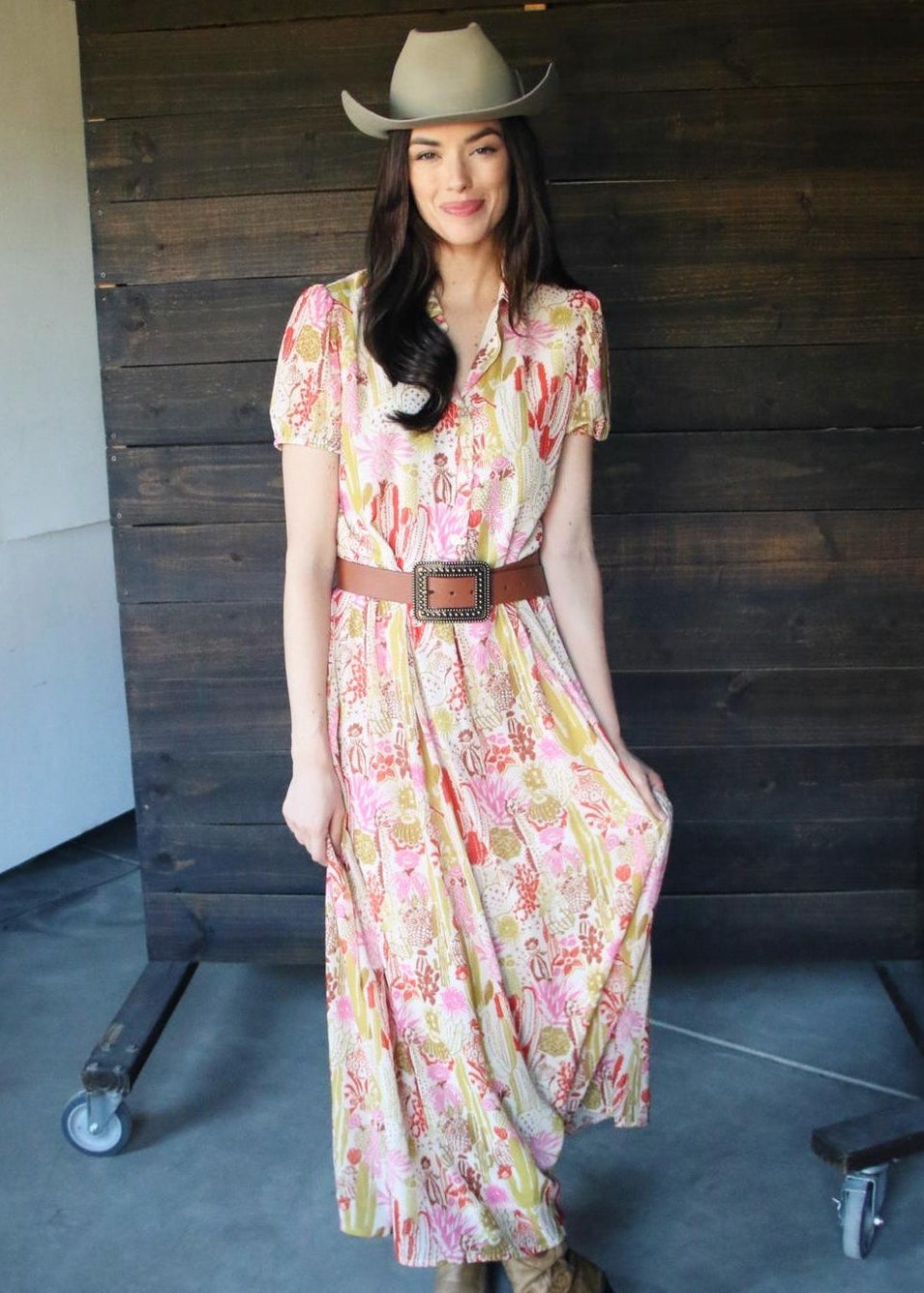 CACTI SHORT SLEEVE MAXI DRESS