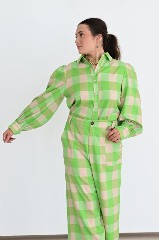GREEN GINGHAM TOP