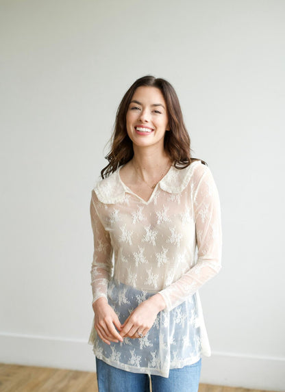 COLLAR LACE TOP IVORY