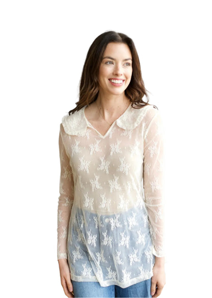 COLLAR LACE TOP IVORY