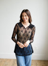 TH73 COLLAR LACE TOP BLACK