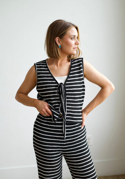 BLACK STRIPE TIE SET