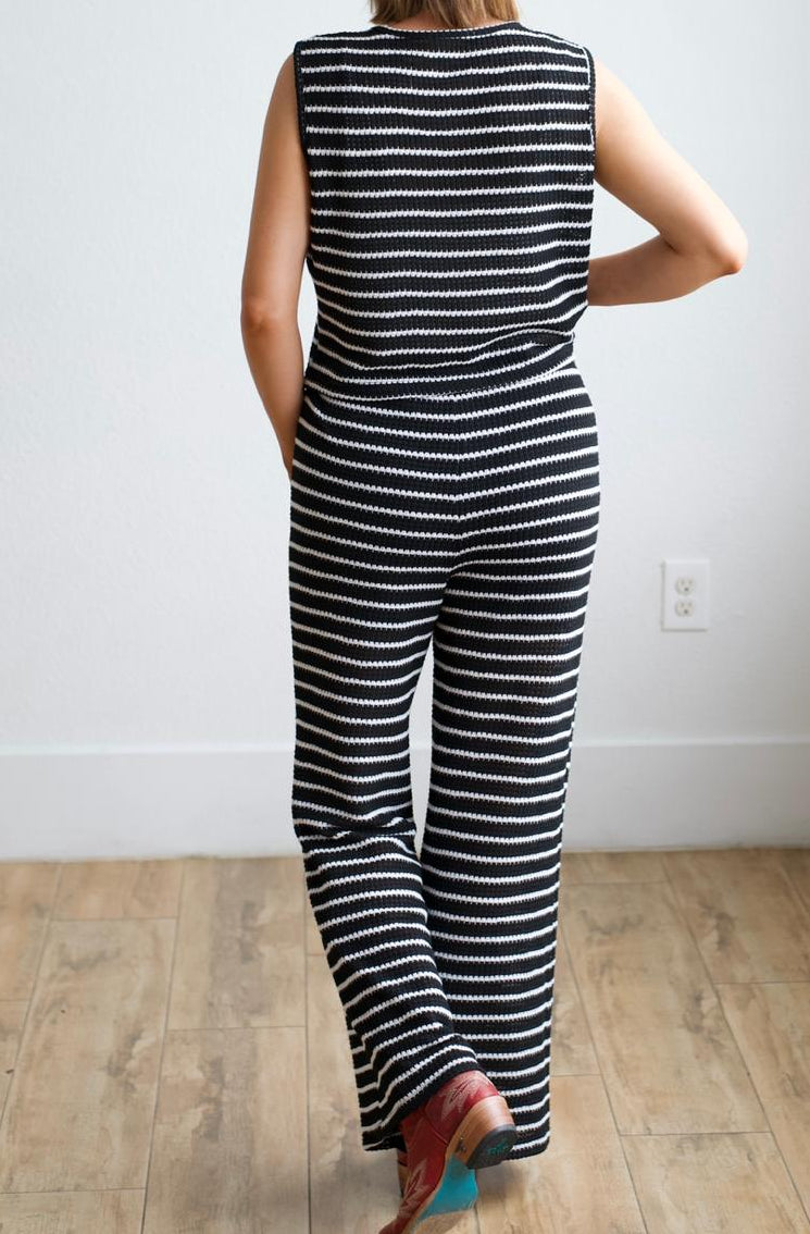 BLACK STRIPE TIE SET