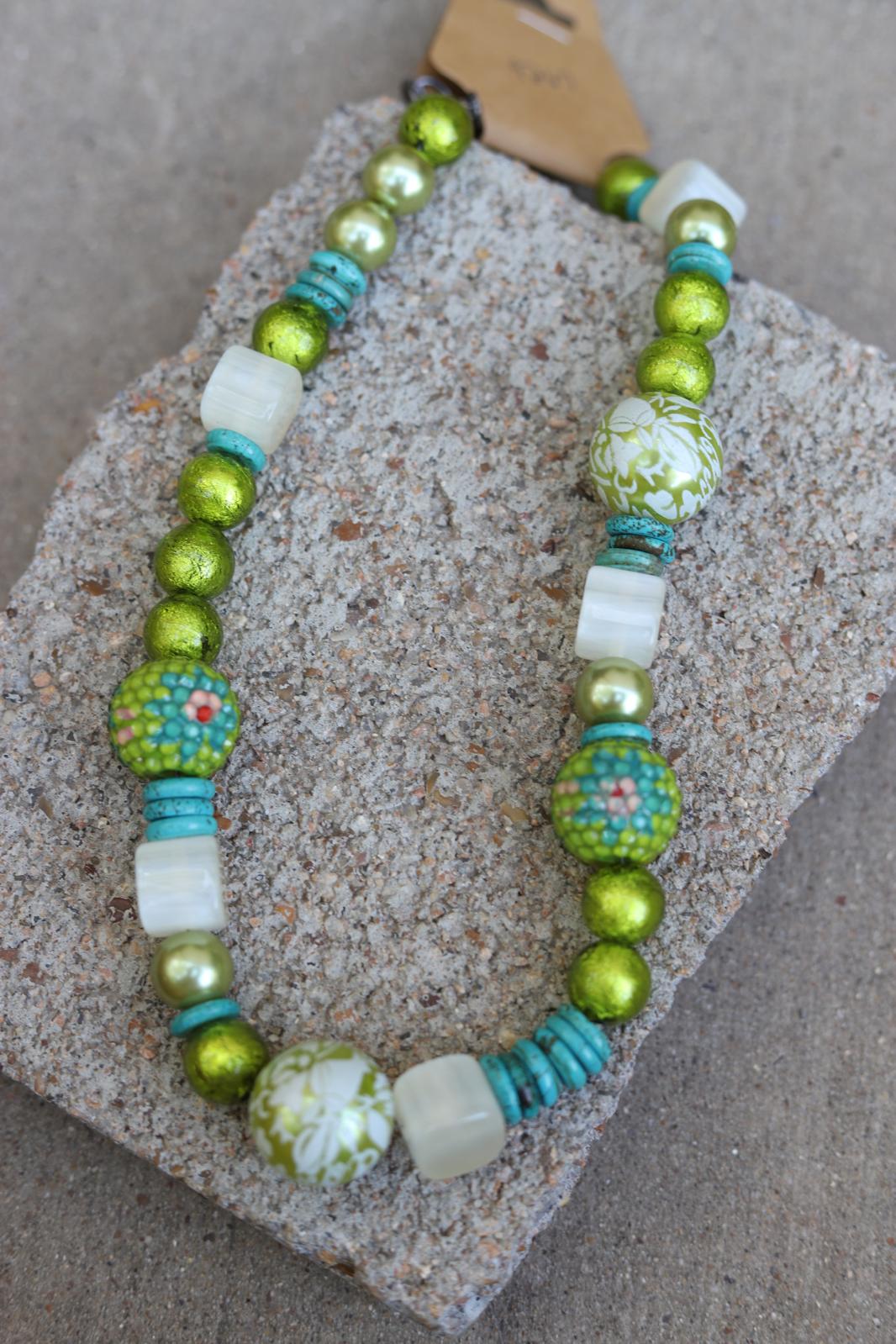 7267 N69 MIXED GREEN  TURQ BEAD NL