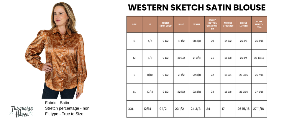 WESTERN SKETCH SATIN BLOUSE