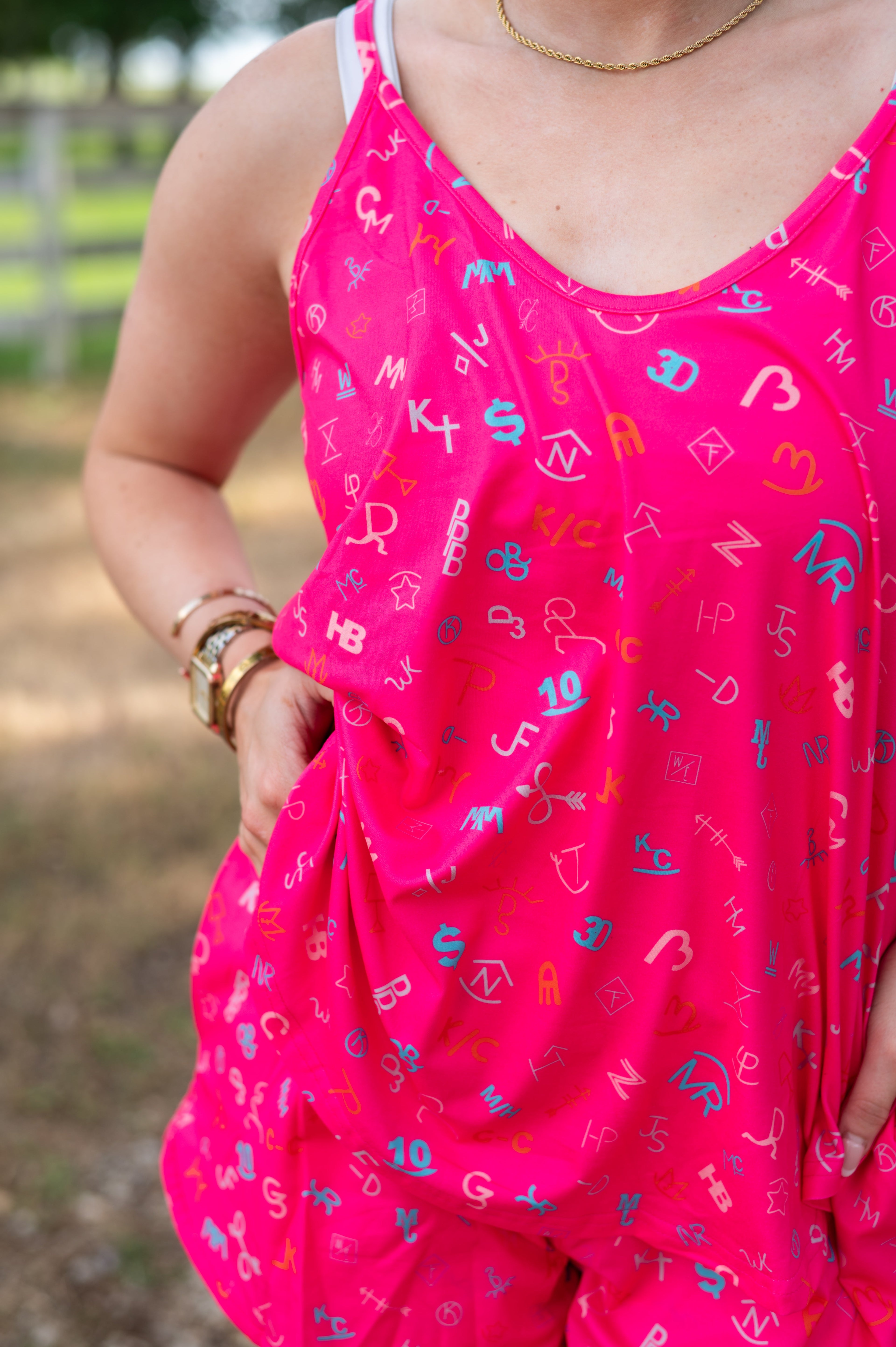 Flowy Pink Brand Tank