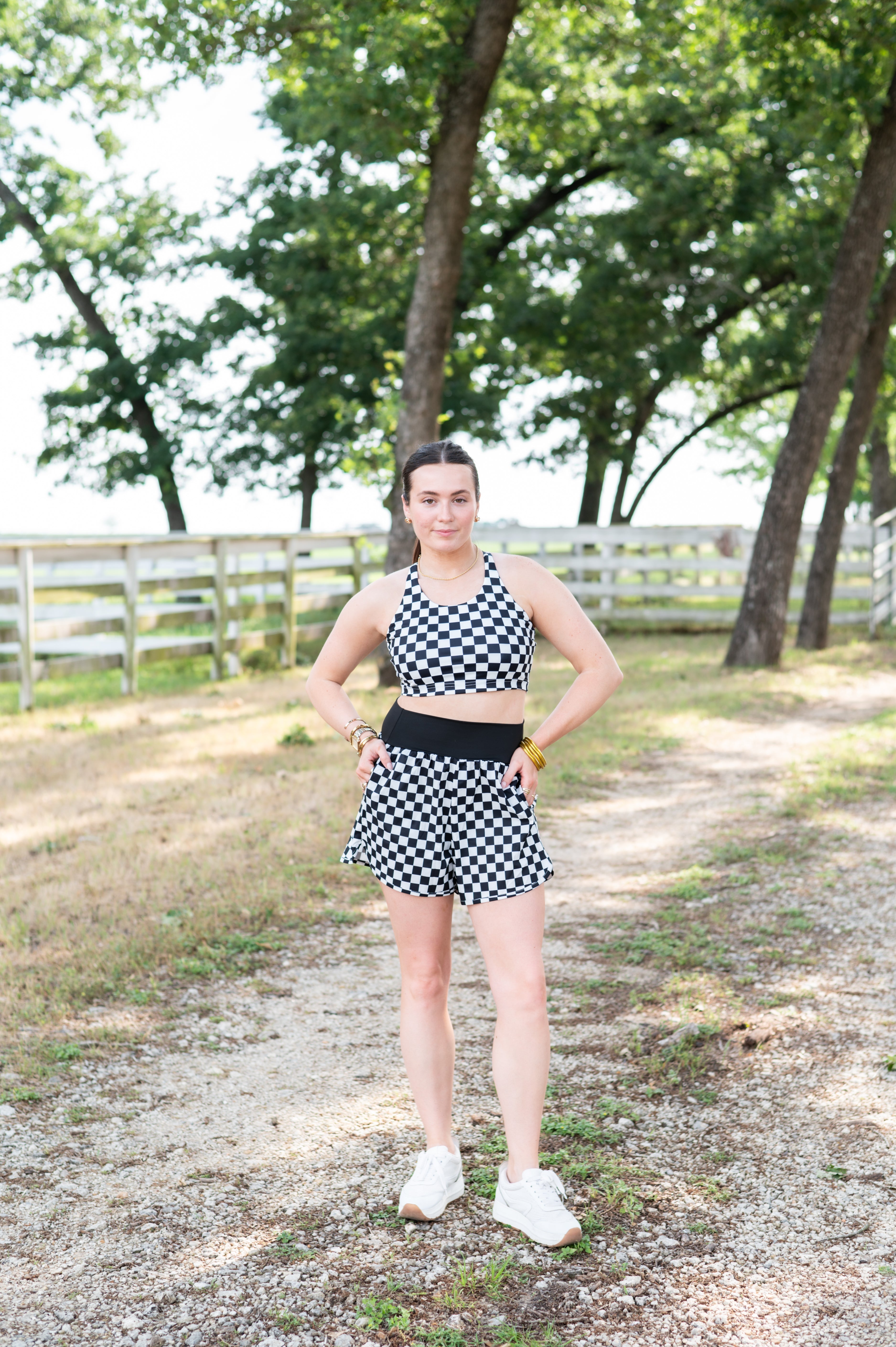 BLACK CHECKER BAND ACTIVE SHORTS