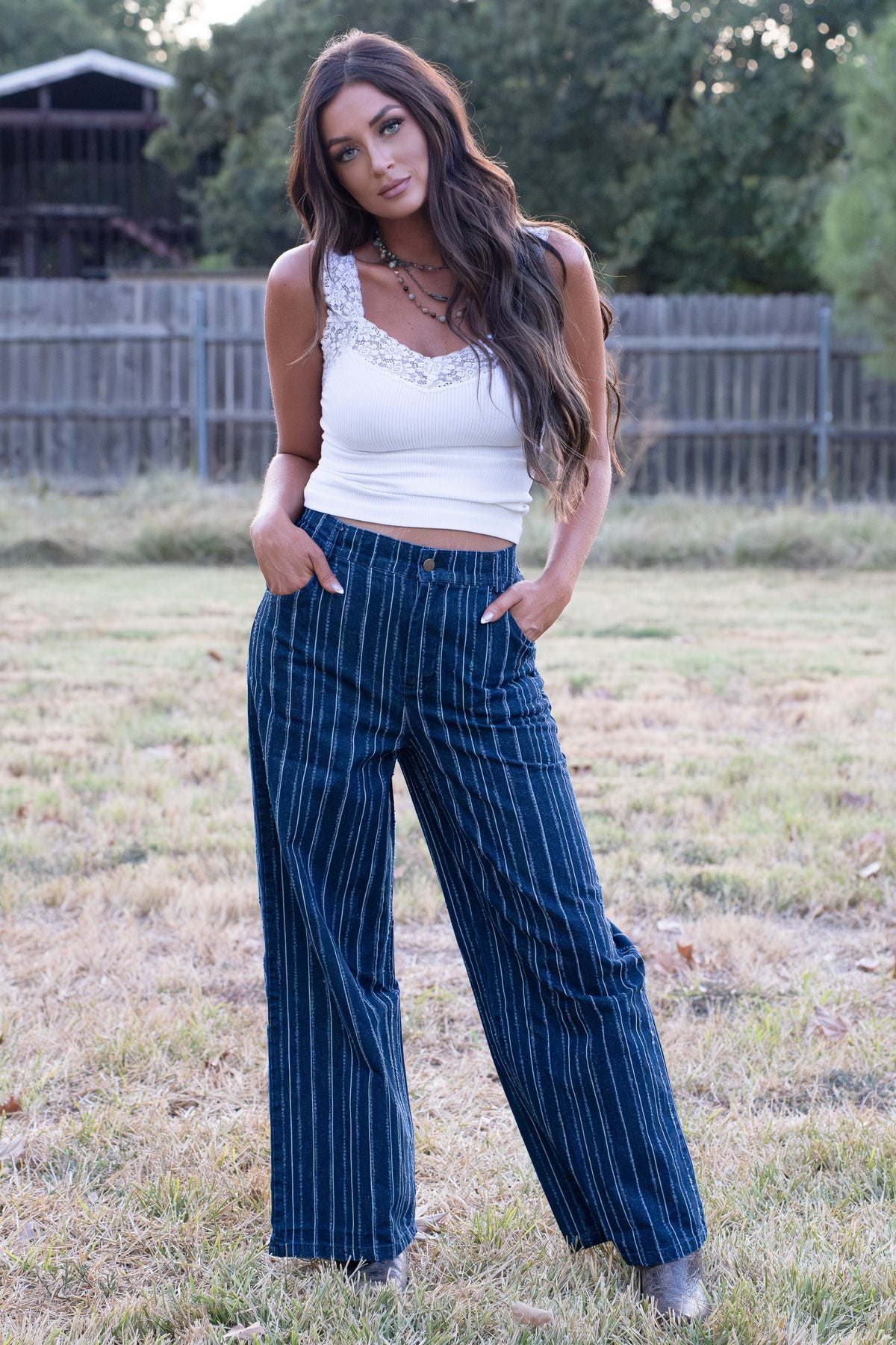 Dark Denim Stripe Pant