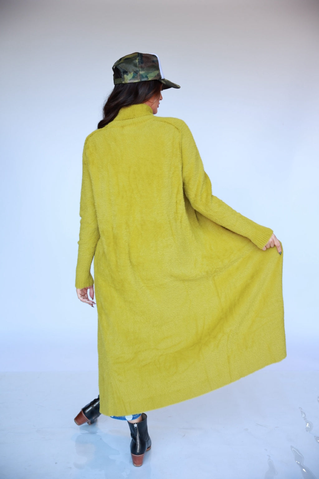 Chartreuse green sweater 08 back