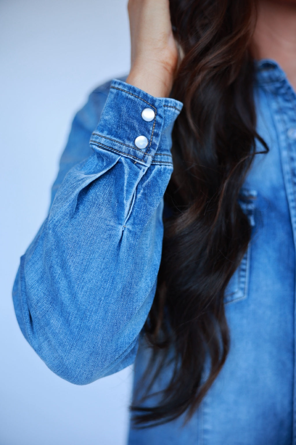 Denim Pearl Snap Top 06 detail2
